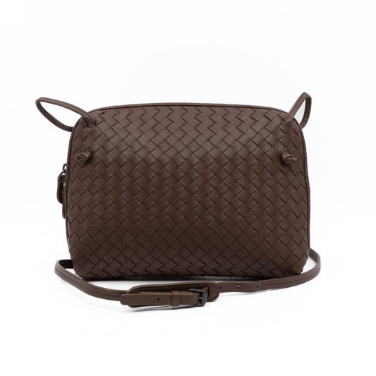 Nodini Crossbody Intrecciato Woven Brown Nappa Leather