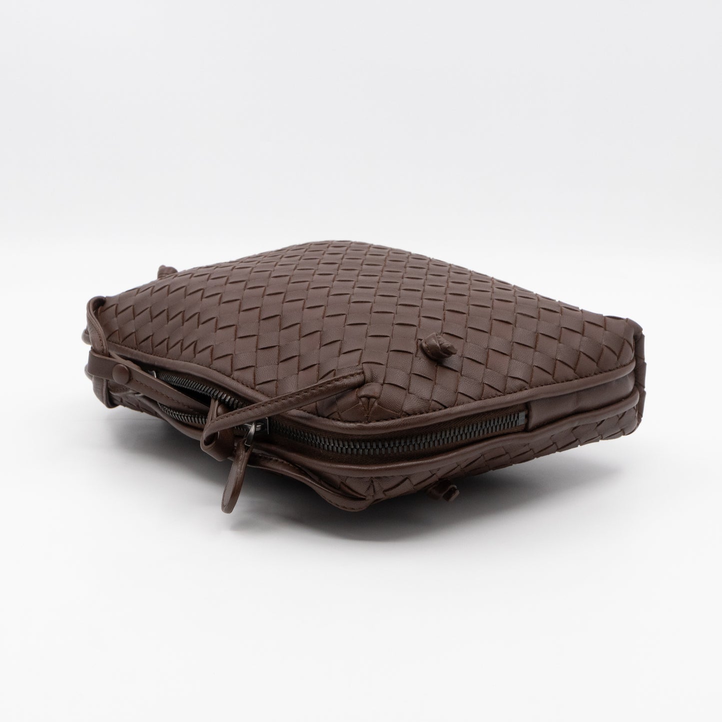 Nodini Crossbody Intrecciato Woven Brown Nappa Leather