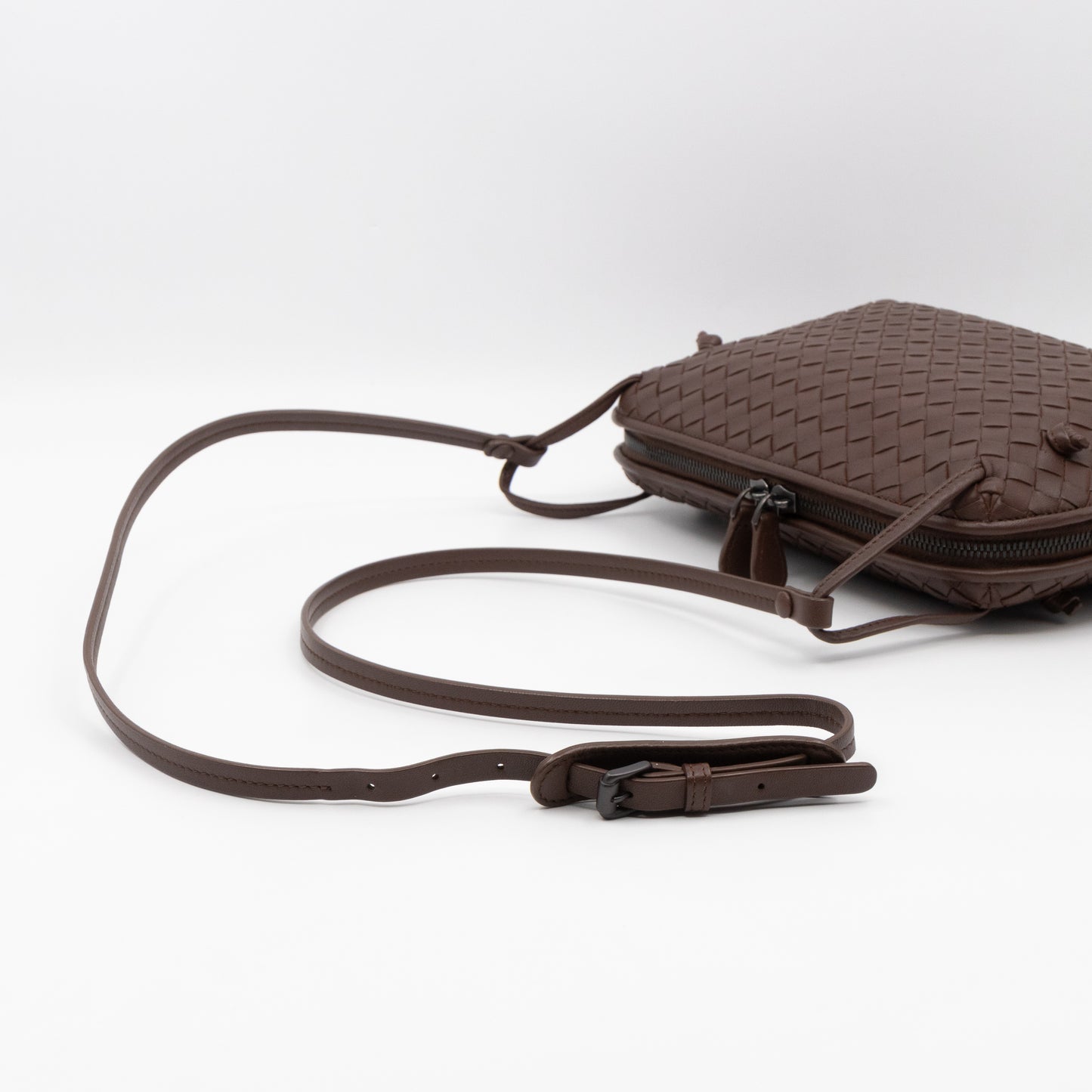 Nodini Crossbody Intrecciato Woven Brown Nappa Leather