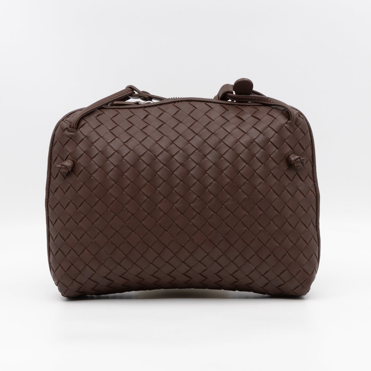 Nodini Crossbody Intrecciato Woven Brown Nappa Leather