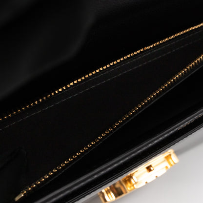 Triomphe Chain Box Bag Black Calfskin Leather