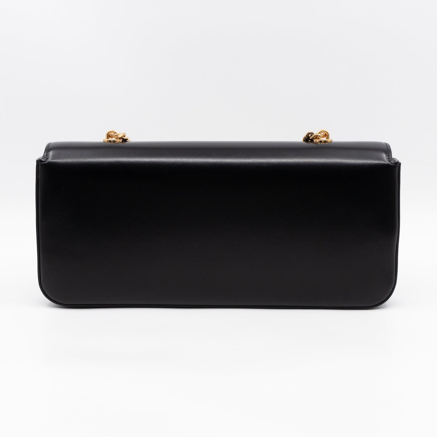 Triomphe Chain Box Bag Black Calfskin Leather