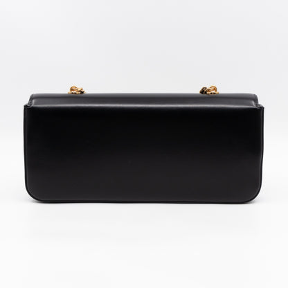 Triomphe Chain Box Bag Black Calfskin Leather