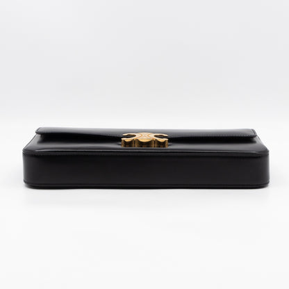 Triomphe Chain Box Bag Black Calfskin Leather