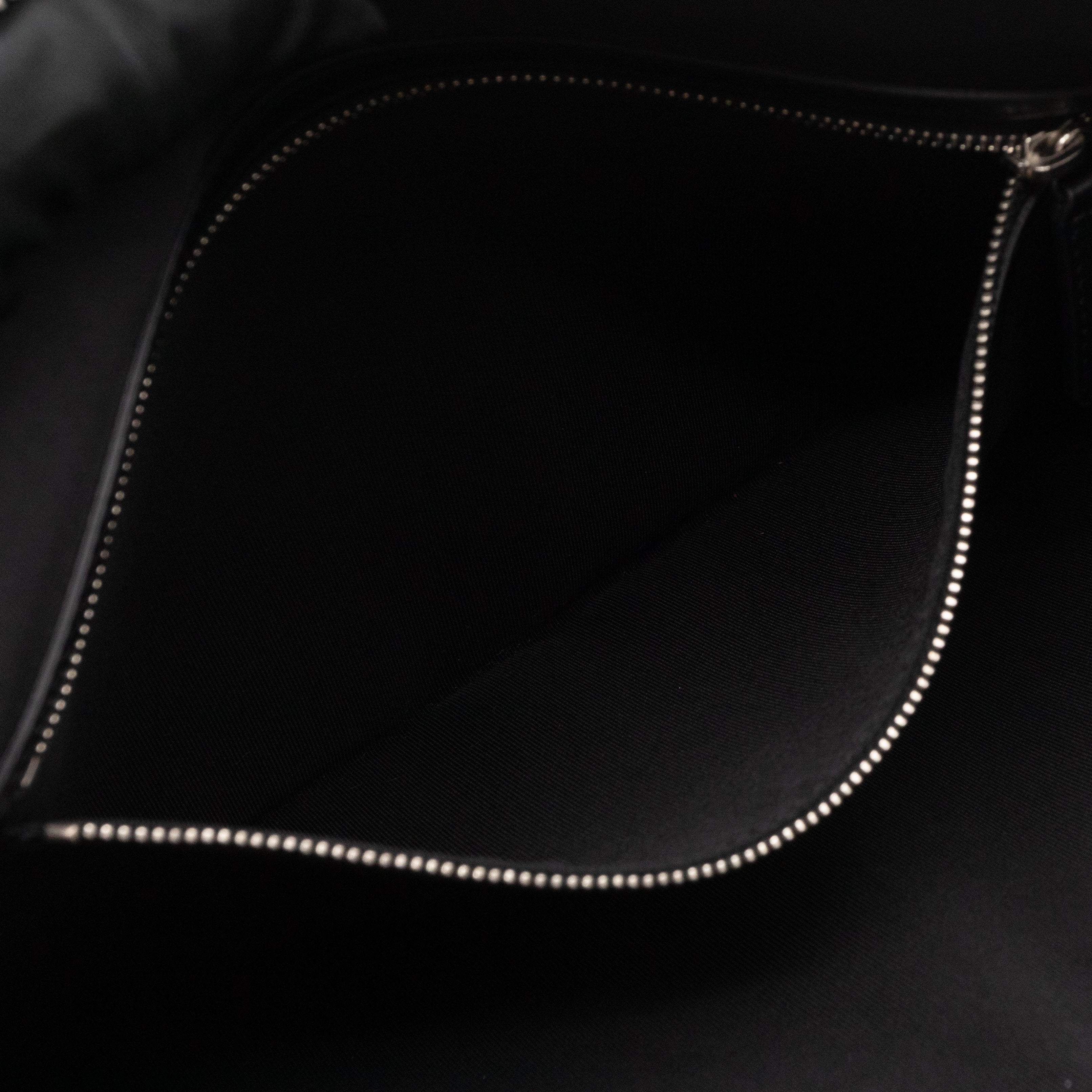 Large O-Pouch CC Camellia Black & White Coated Canvas