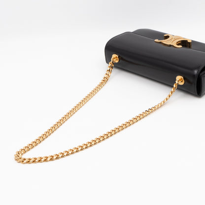 Triomphe Claude Shoulder Bag Black Calfskin Leather