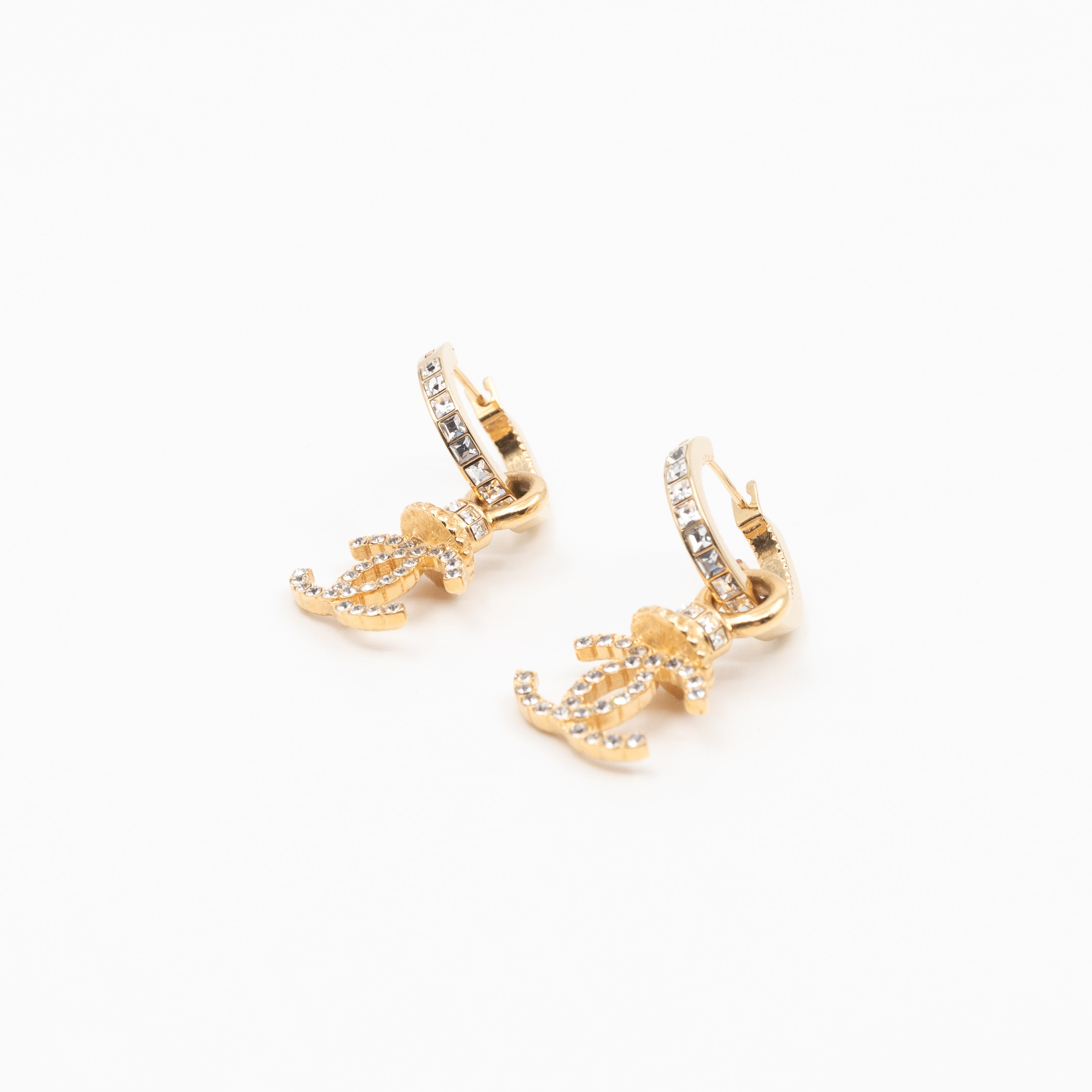 Crystal CC Hoops Earrings Gold
