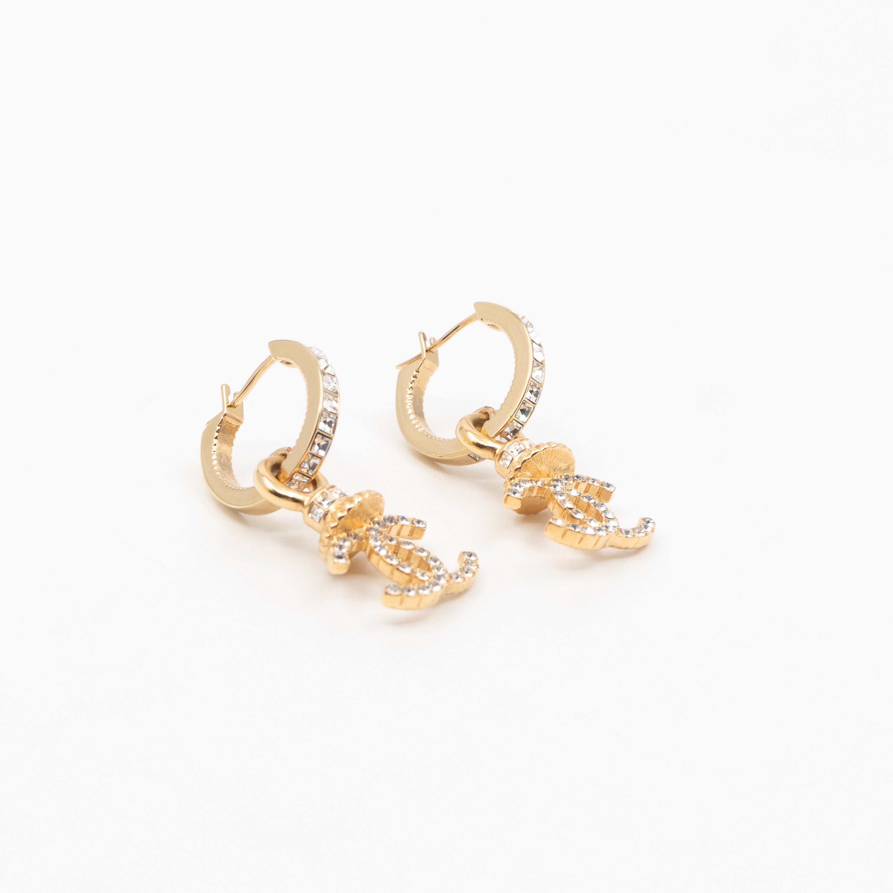 Crystal CC Hoops Earrings Gold