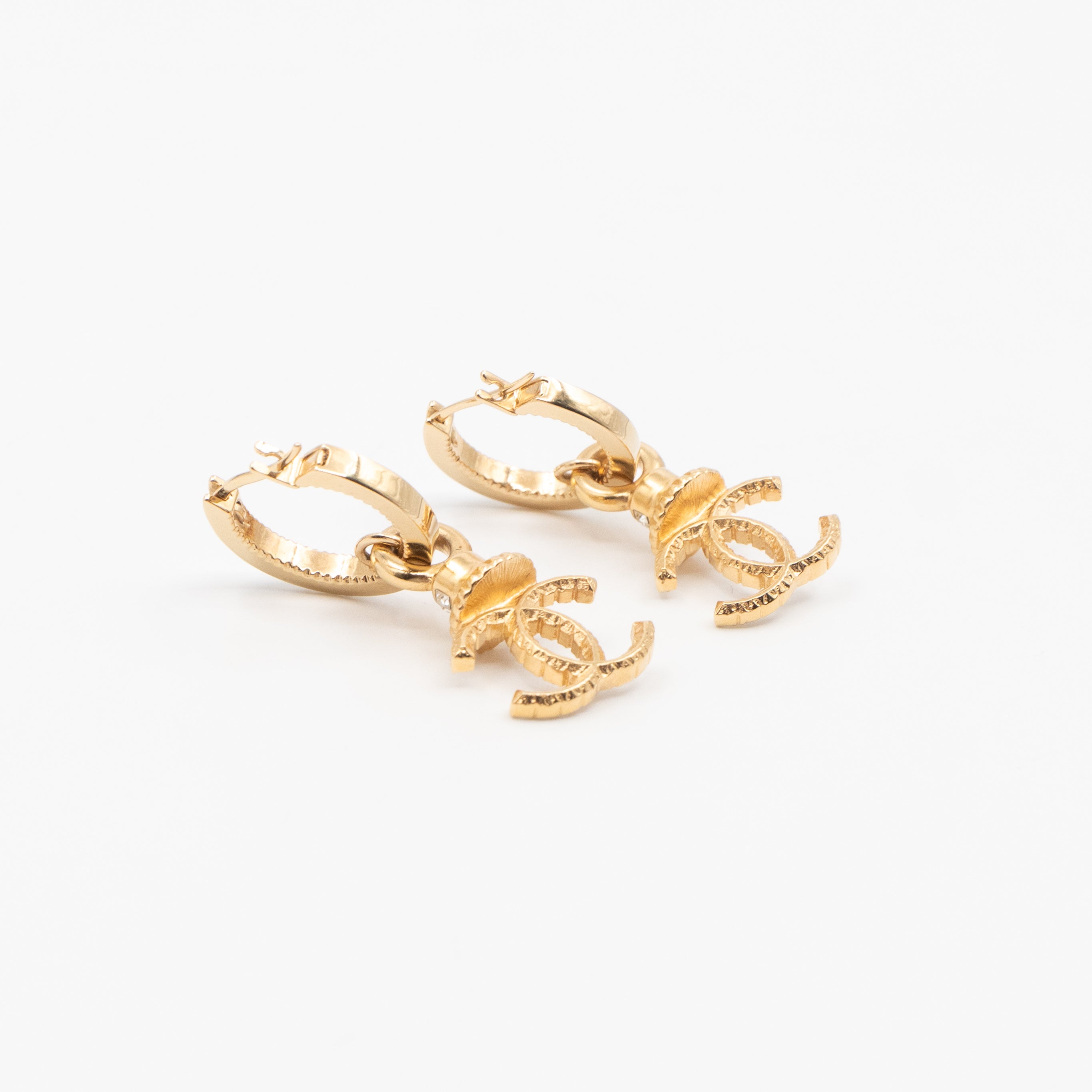 Crystal CC Hoops Earrings Gold