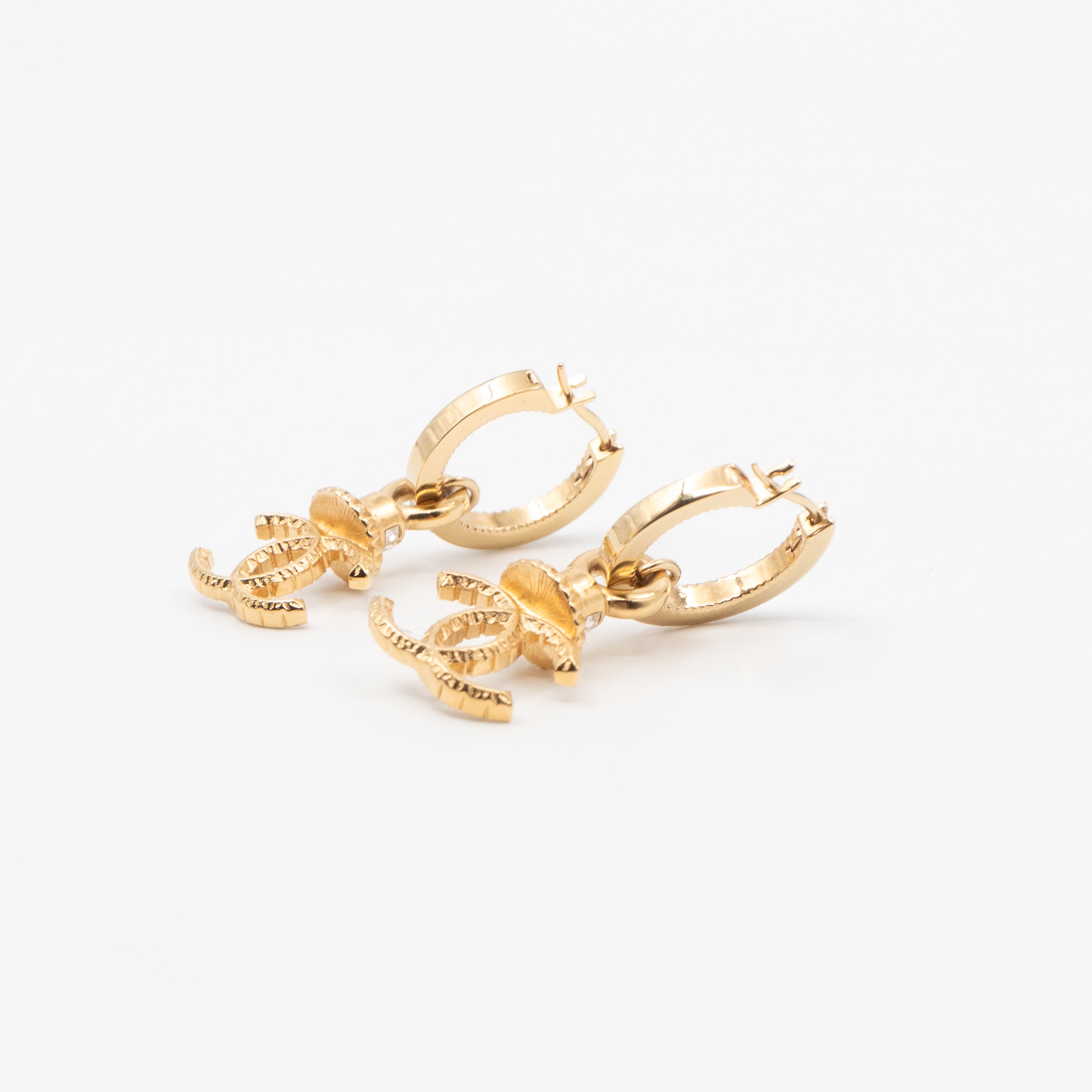 Crystal CC Hoops Earrings Gold