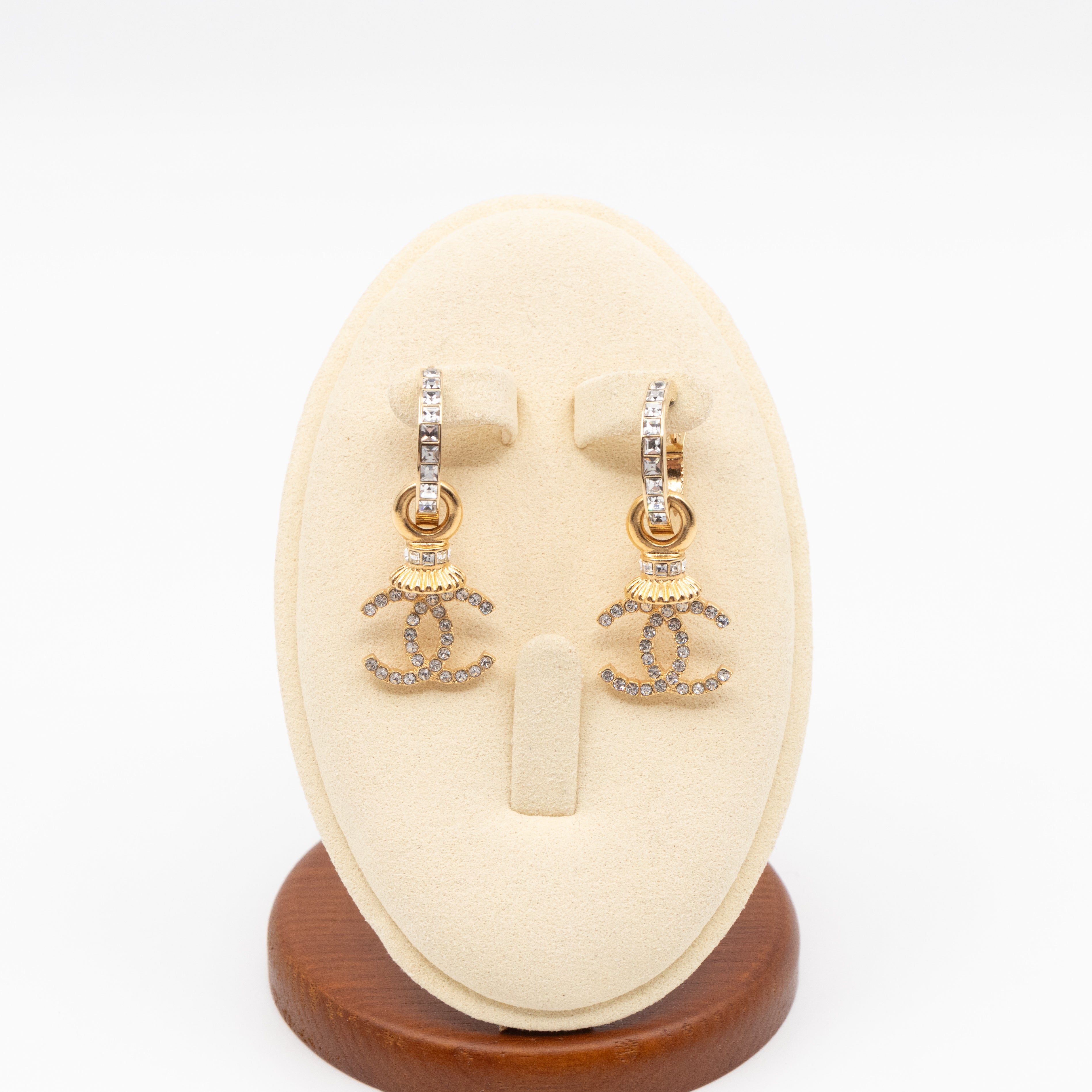 Crystal CC Hoops Earrings Gold