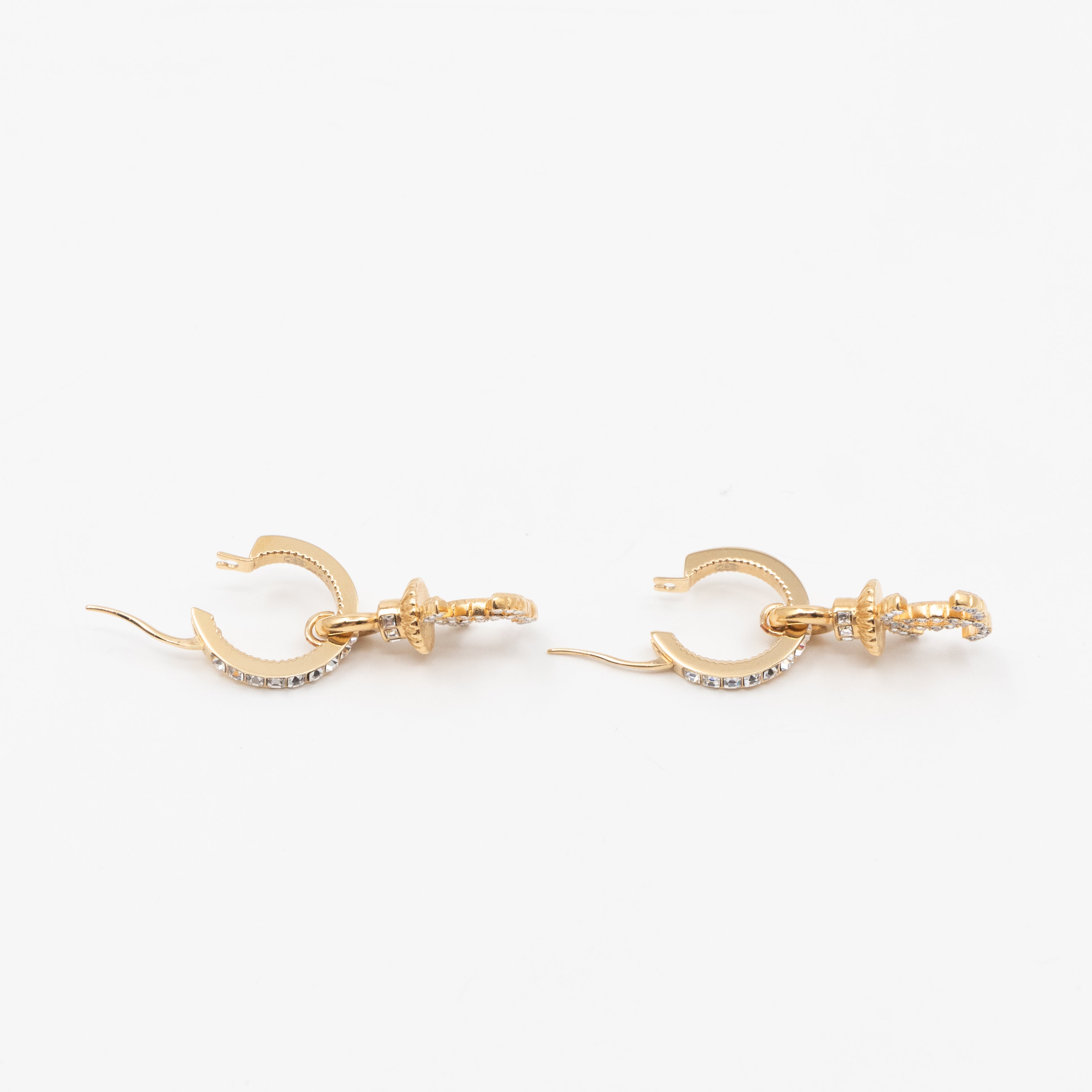 Crystal CC Hoops Earrings Gold