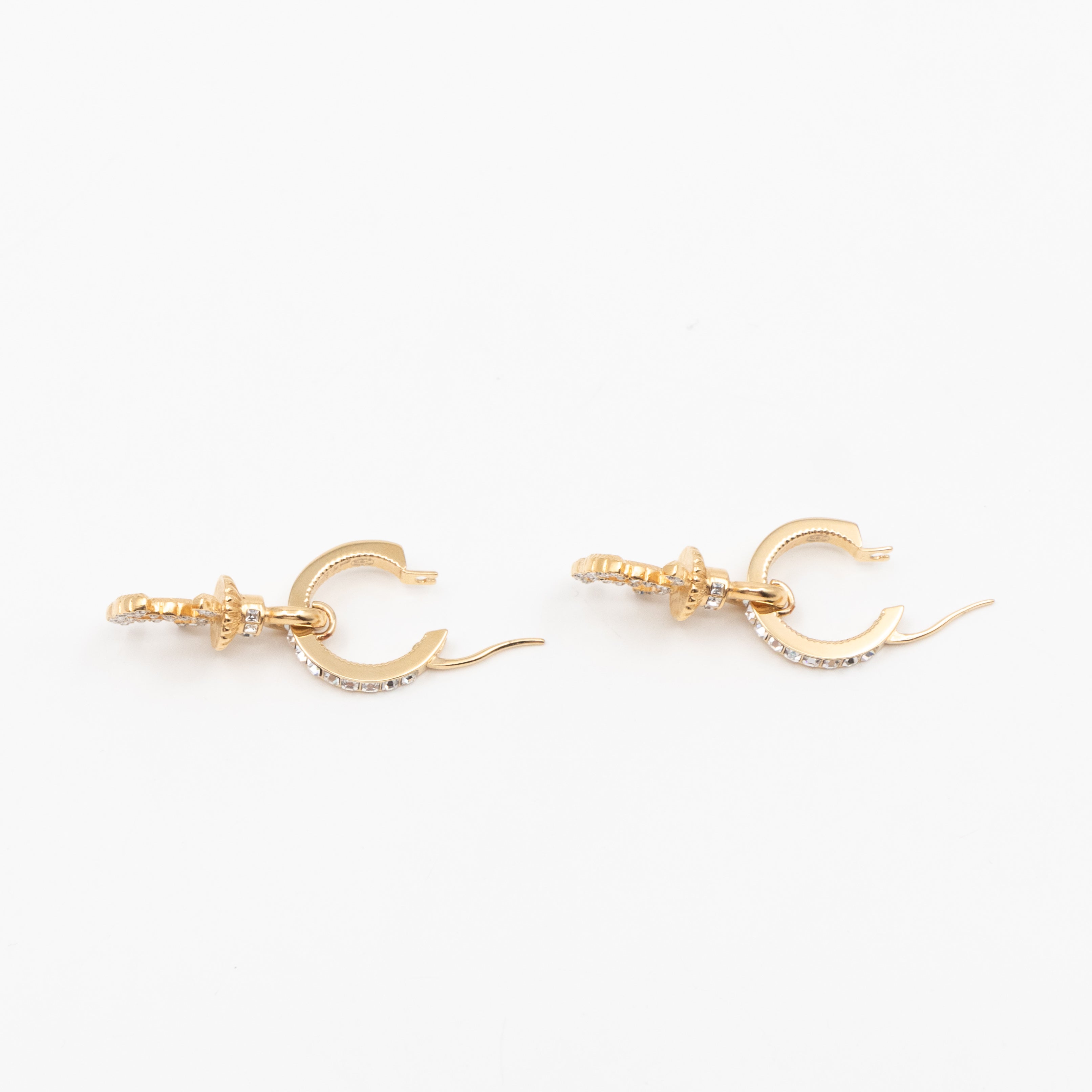 Crystal CC Hoops Earrings Gold