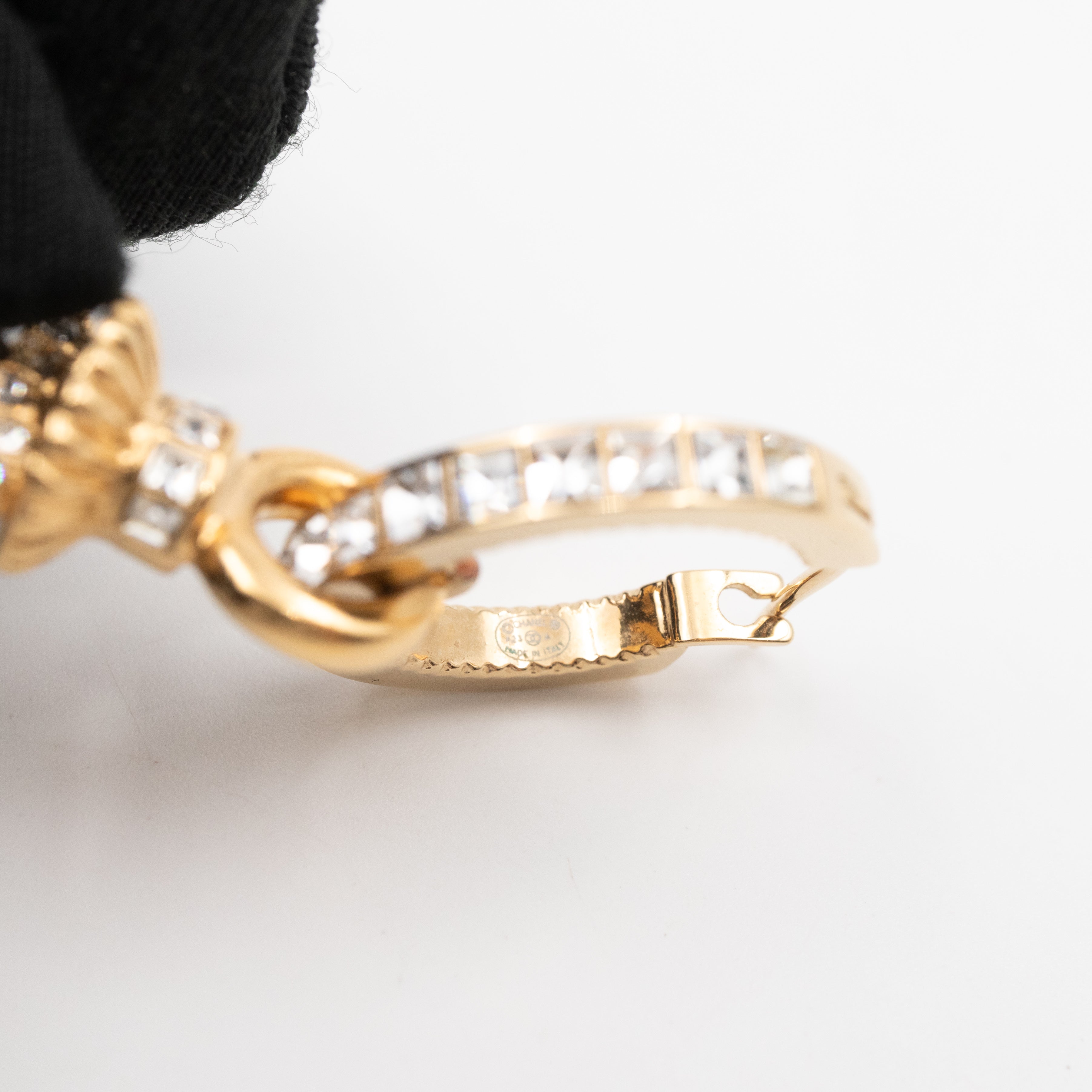 Crystal CC Hoops Earrings Gold