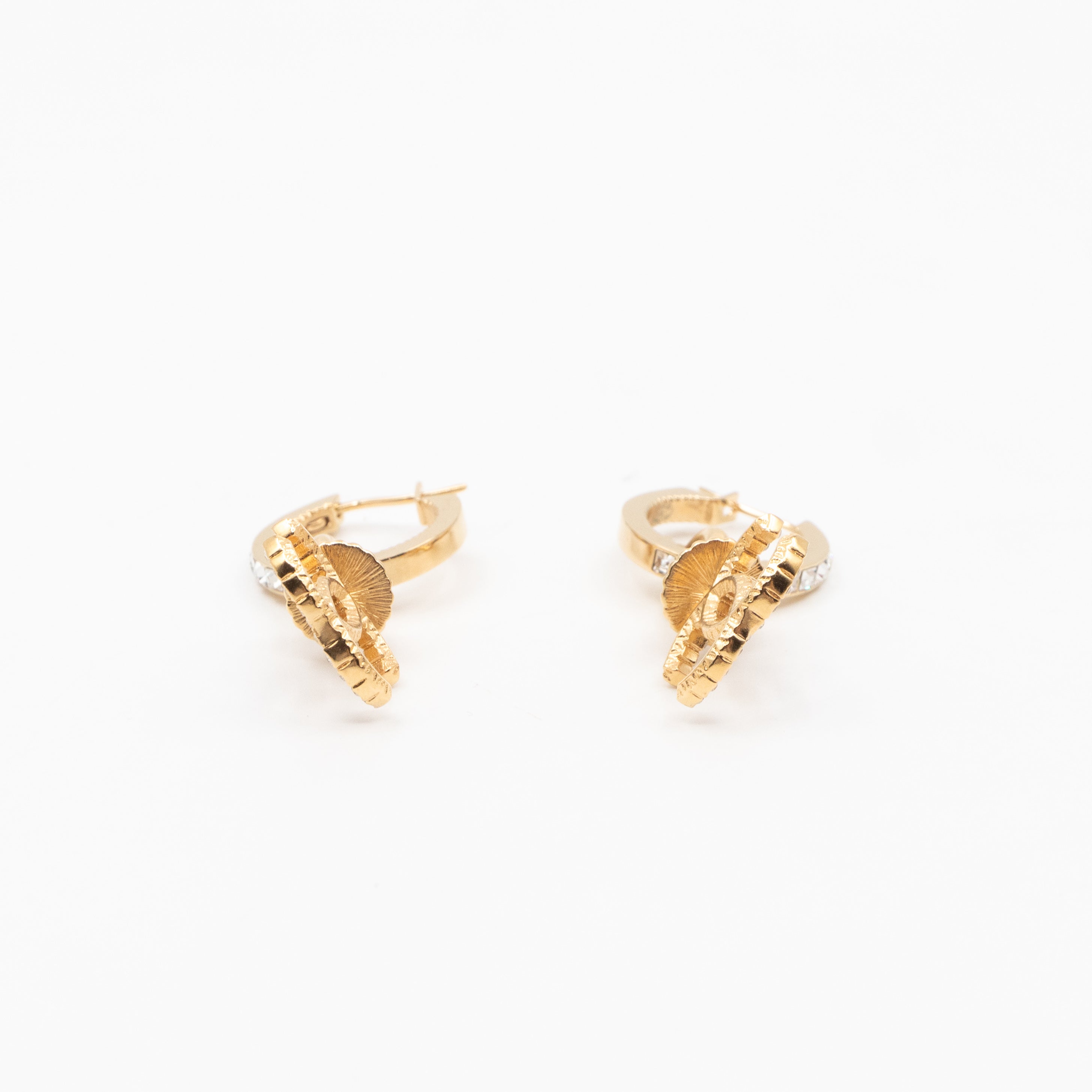 Crystal CC Hoops Earrings Gold
