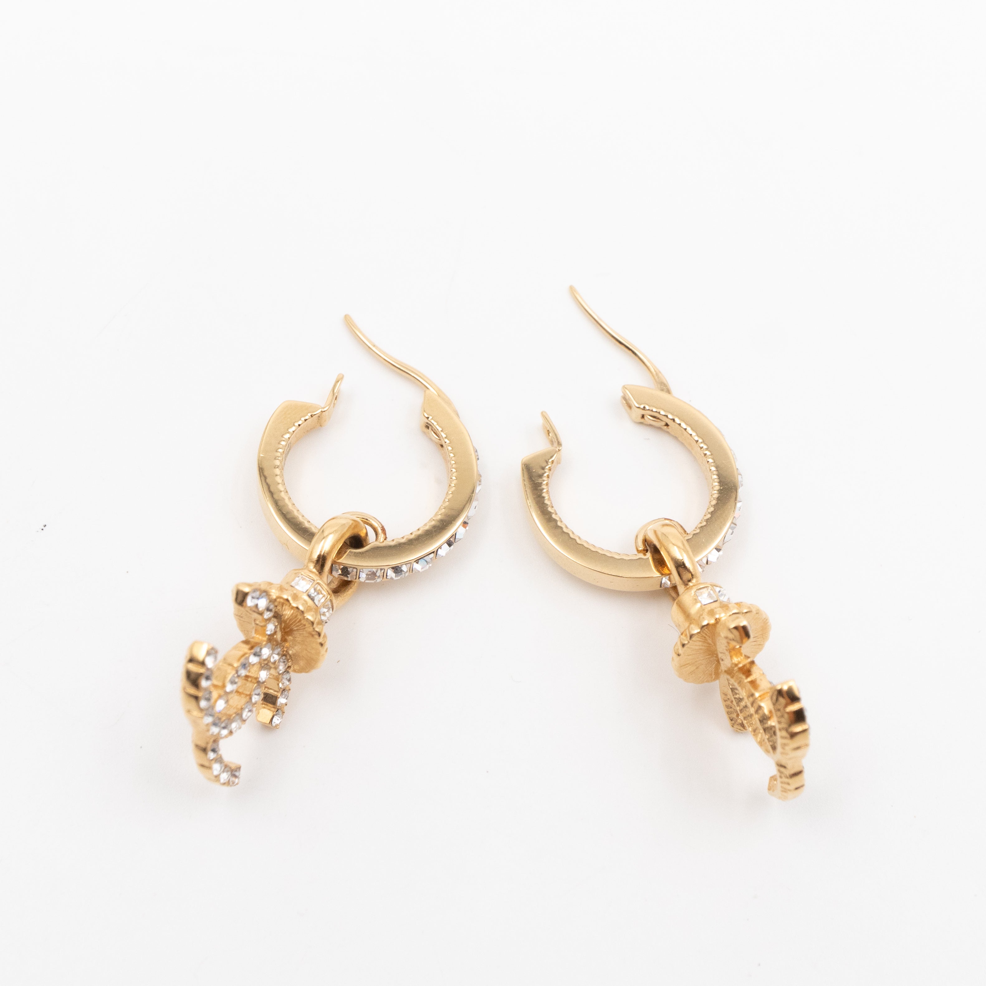 Crystal CC Hoops Earrings Gold