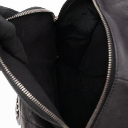 Drawstring Backpack Black Calfskin Leather