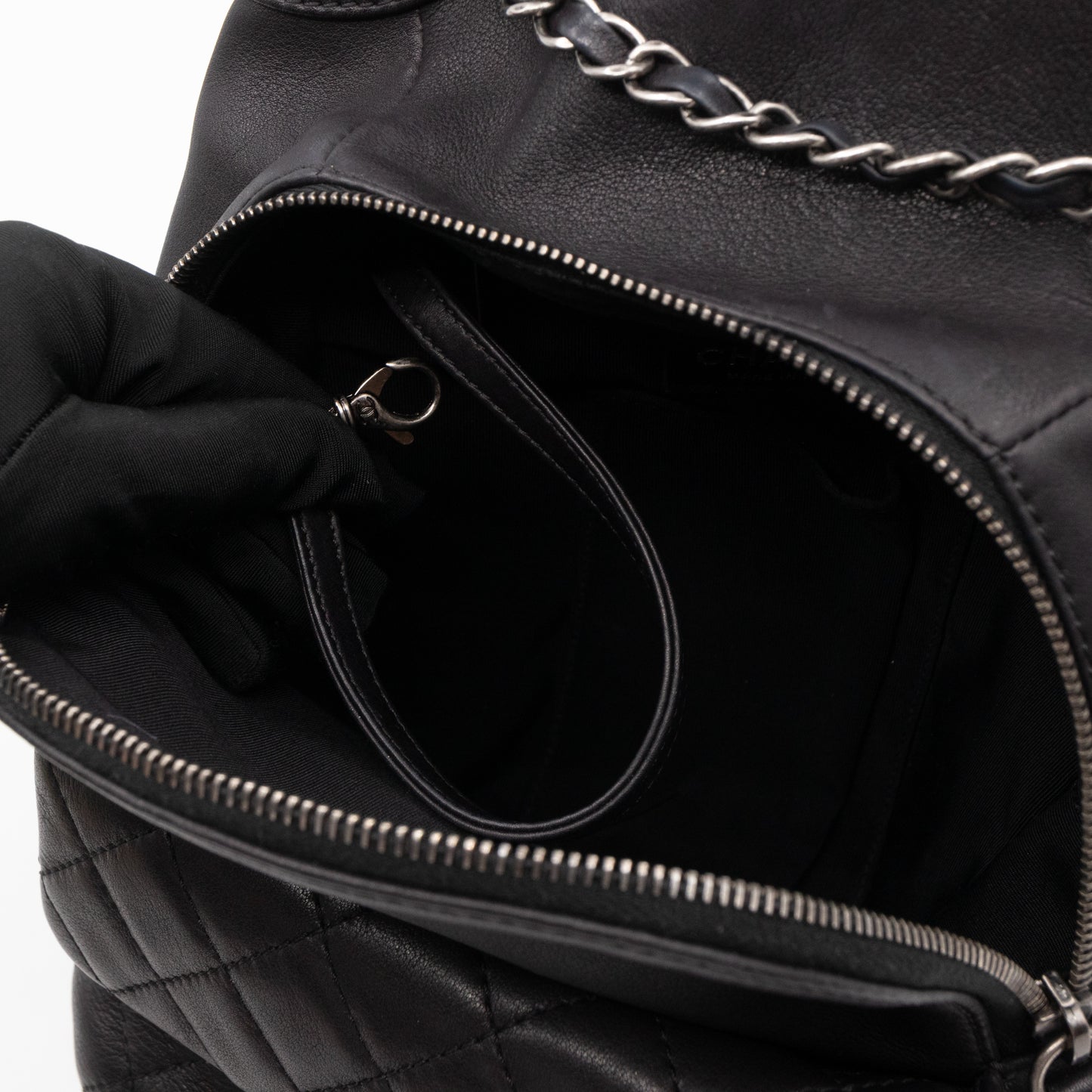 Drawstring Backpack Black Calfskin Leather