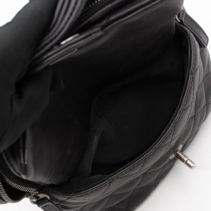 Drawstring Backpack Black Calfskin Leather