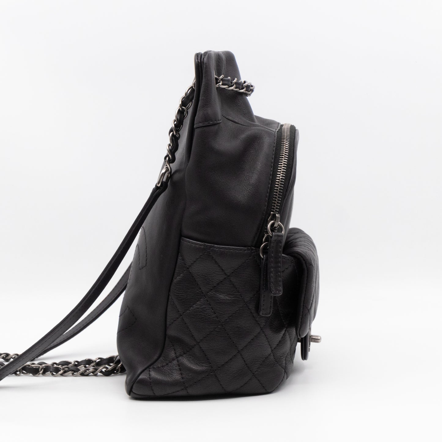 Drawstring Backpack Black Calfskin Leather