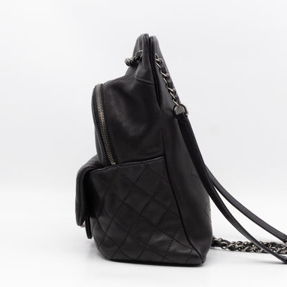 Drawstring Backpack Black Calfskin Leather