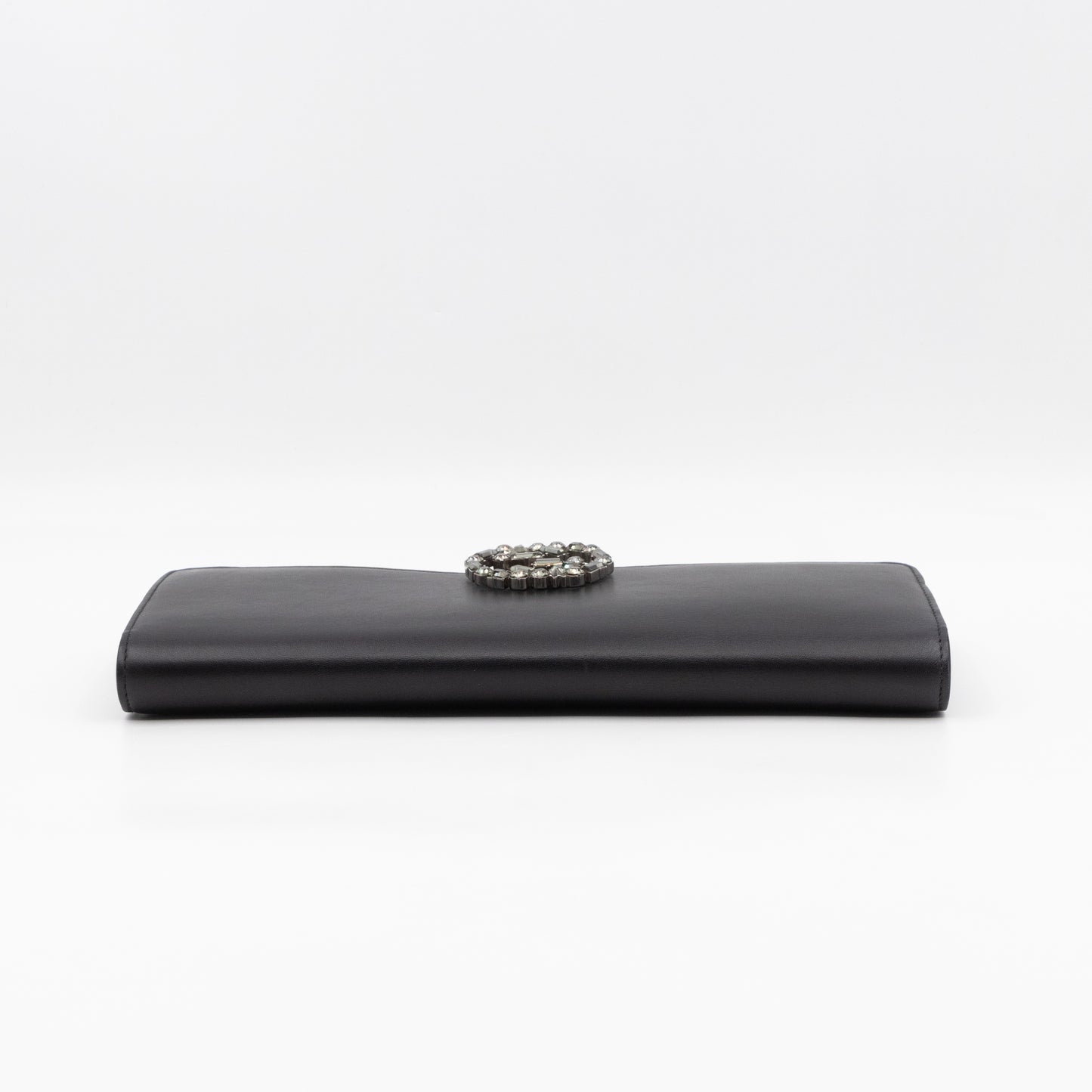 Broadway Clutch Black Leather with Crystals