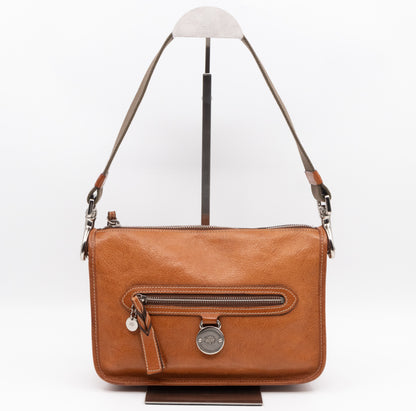 Somerset Satchel Shoulder Bag Oak Brown Calfskin Leather