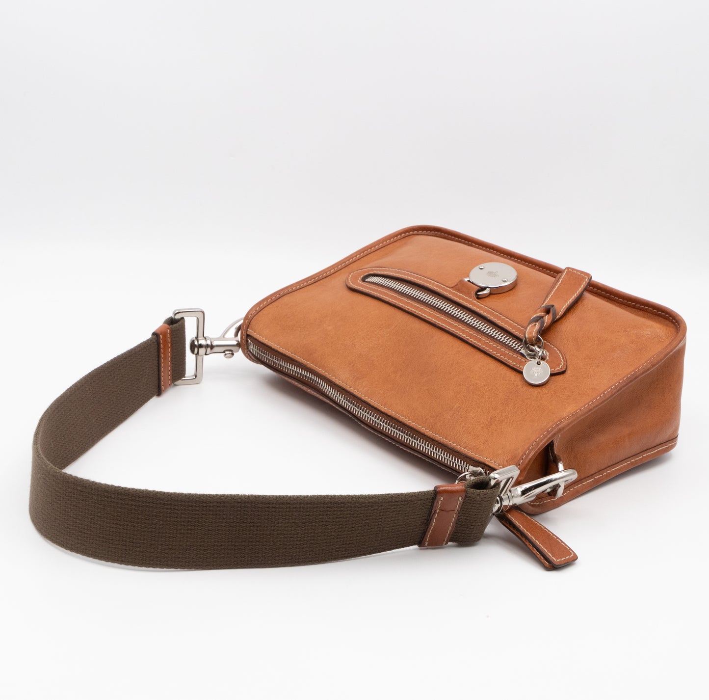 Somerset Satchel Shoulder Bag Oak Brown Calfskin Leather