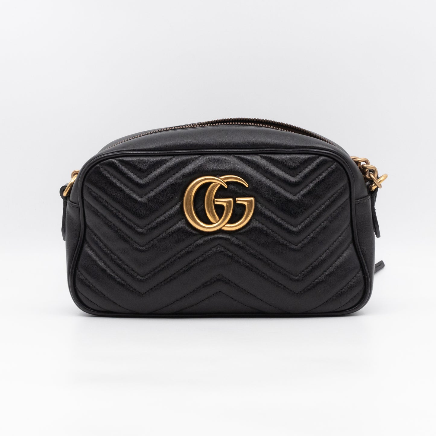 GG Marmont Small Matelasse Black Leather