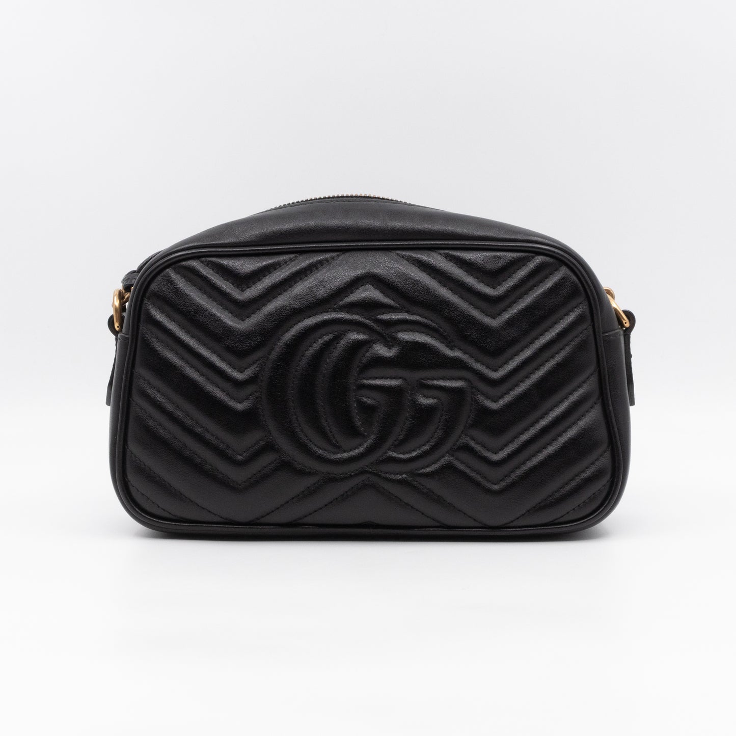 GG Marmont Small Matelasse Black Leather