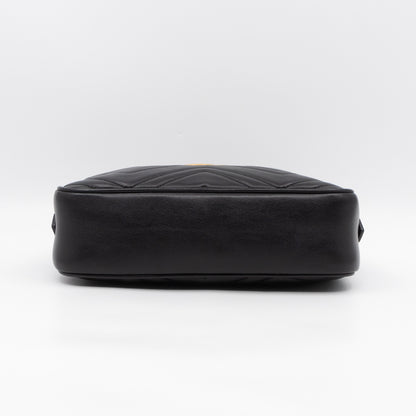 GG Marmont Small Matelasse Black Leather