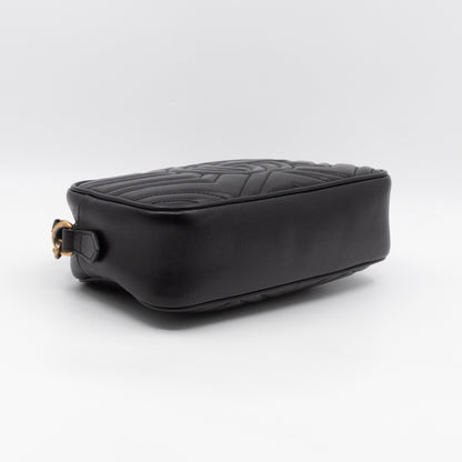 GG Marmont Small Matelasse Black Leather