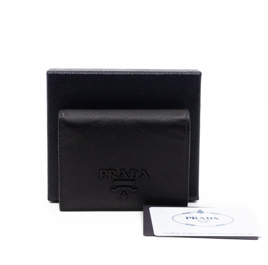 Bifold Wallet Saffiano Shine Black Leather