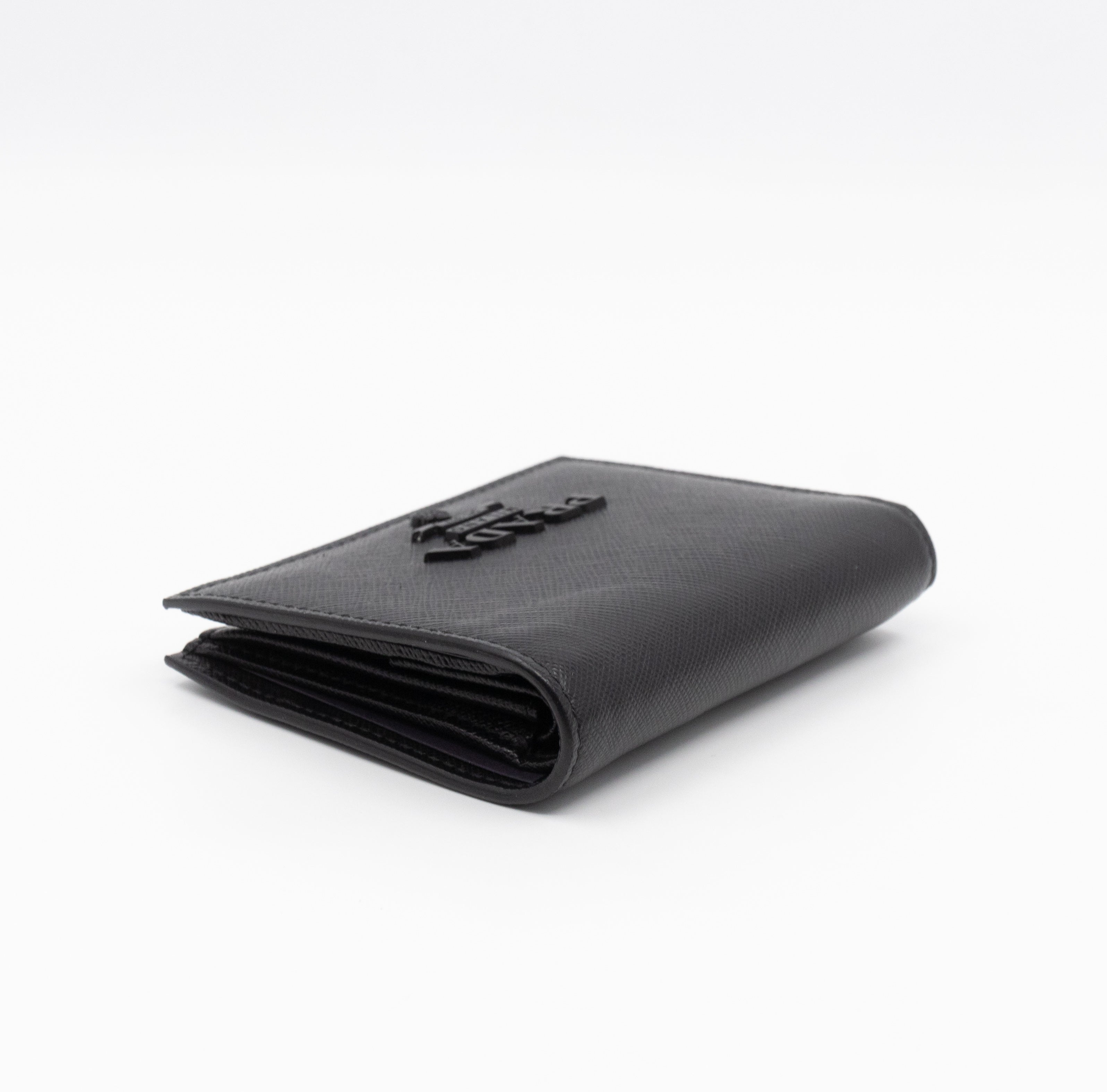 Bifold Wallet Saffiano Shine Black Leather