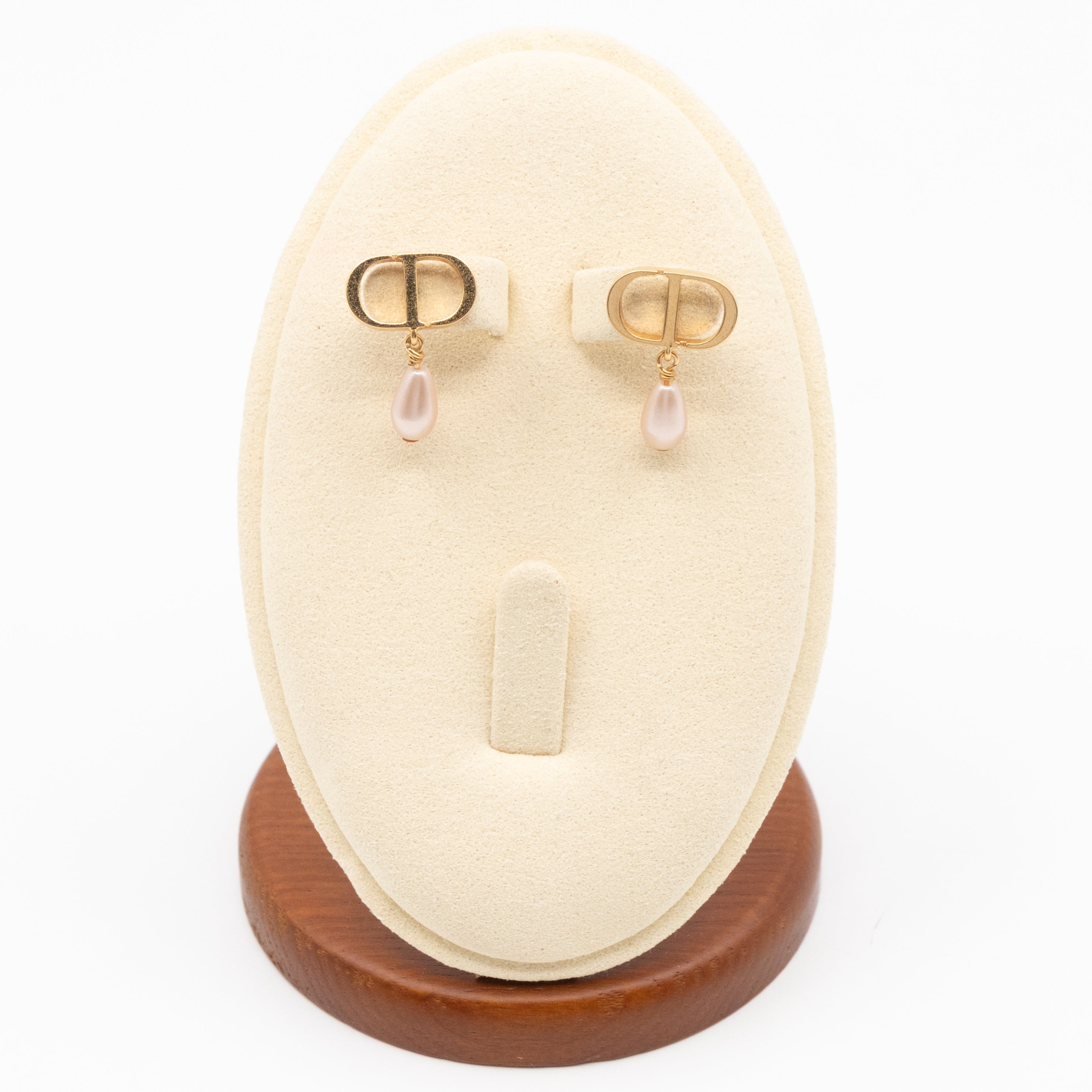 Petit CD Gold Earrings With Light Pink Pearl Drop
