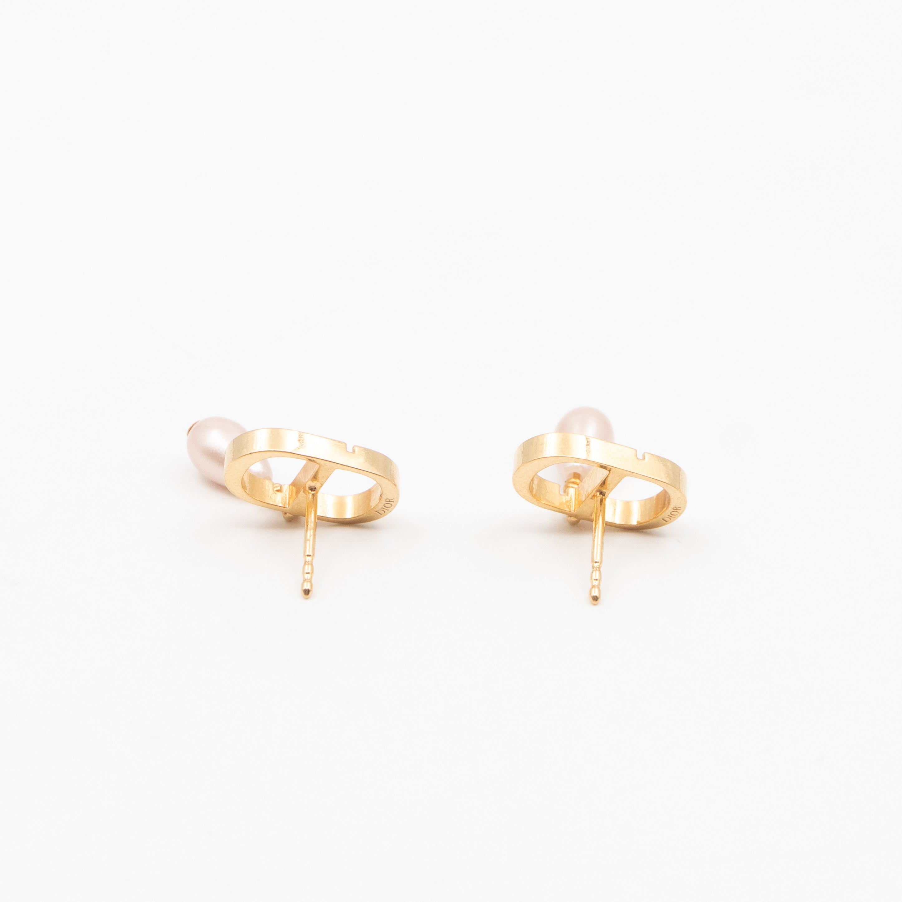 Petit CD Gold Earrings With Light Pink Pearl Drop