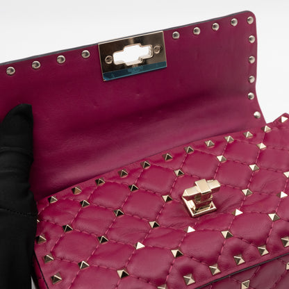 Rockstud Spike Small Bag Fuchsia Leather