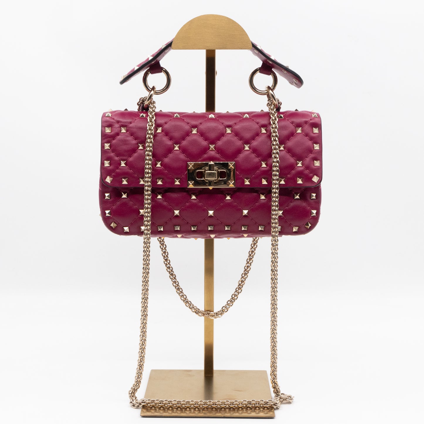 Rockstud Spike Small Bag Fuchsia Leather