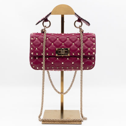 Rockstud Spike Small Bag Fuchsia Leather