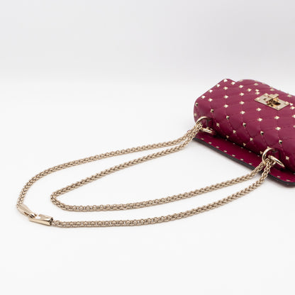 Rockstud Spike Small Bag Fuchsia Leather