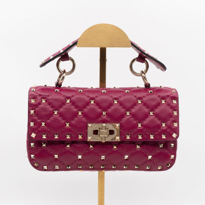 Rockstud Spike Small Bag Fuchsia Leather