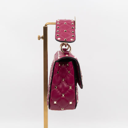 Rockstud Spike Small Bag Fuchsia Leather