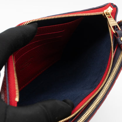 Double Zip Pochette Navy & Red Monogram Empreinte