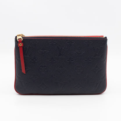 Double Zip Pochette Navy & Red Monogram Empreinte