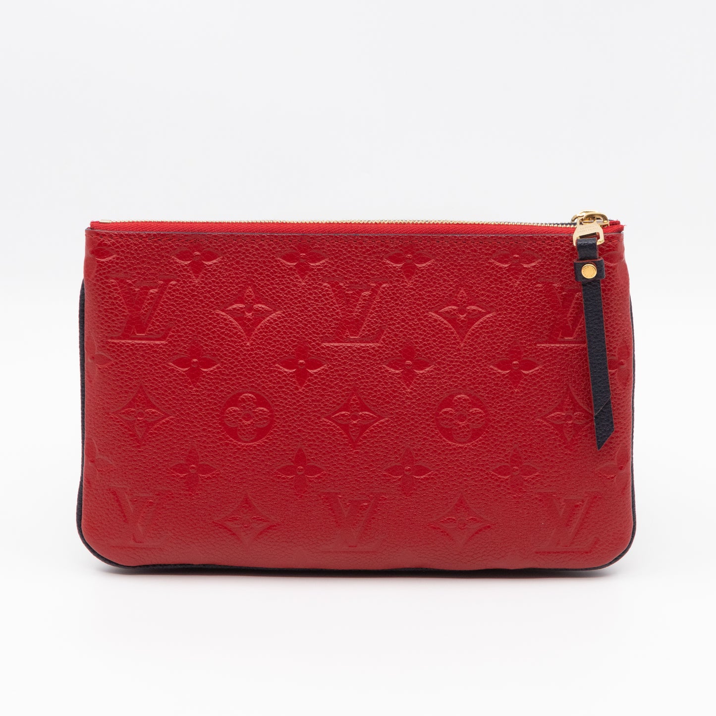 Double Zip Pochette Navy & Red Monogram Empreinte