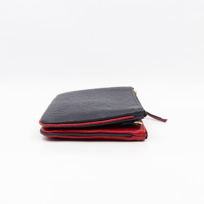 Double Zip Pochette Navy & Red Monogram Empreinte