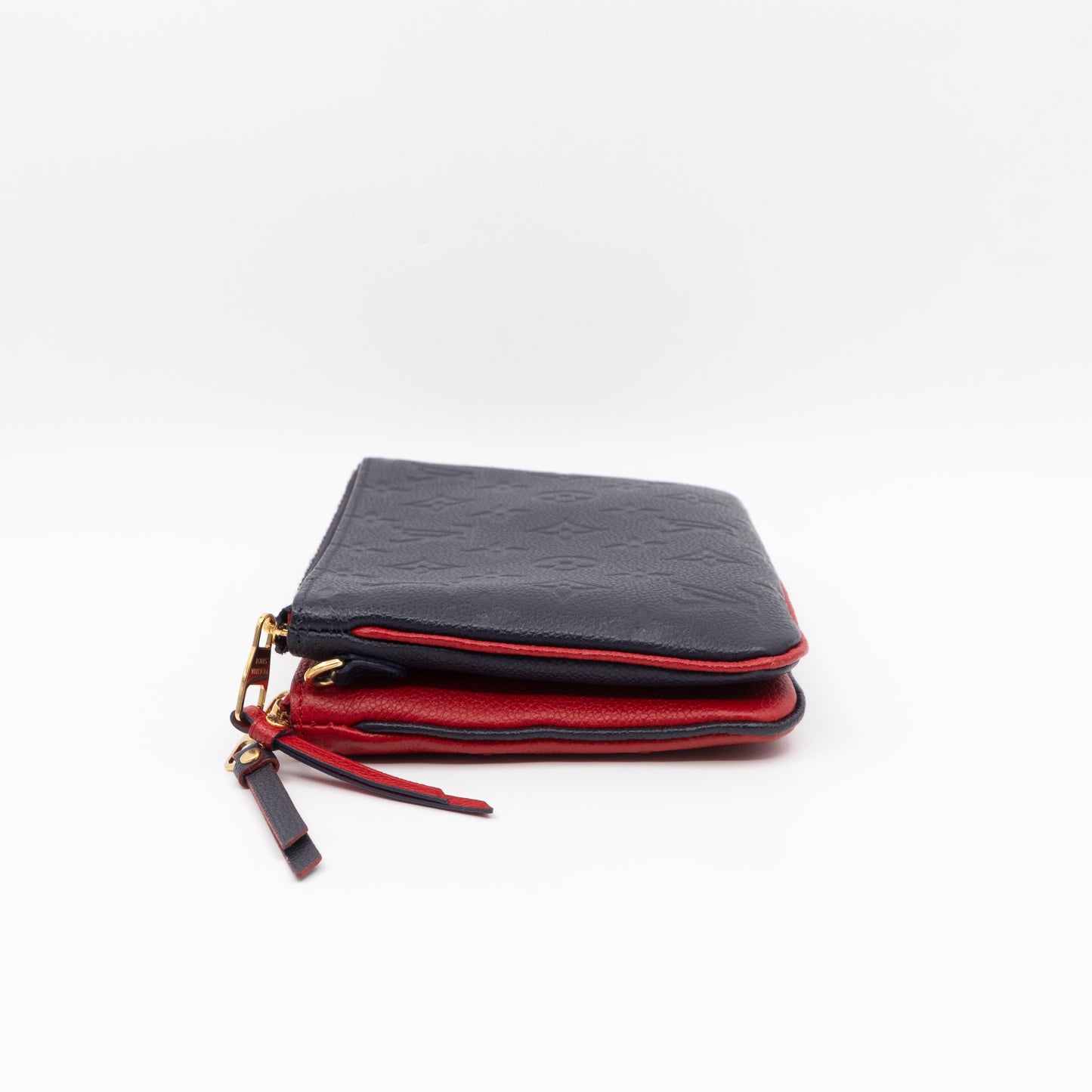 Double Zip Pochette Navy & Red Monogram Empreinte