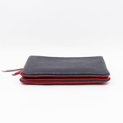 Double Zip Pochette Navy & Red Monogram Empreinte