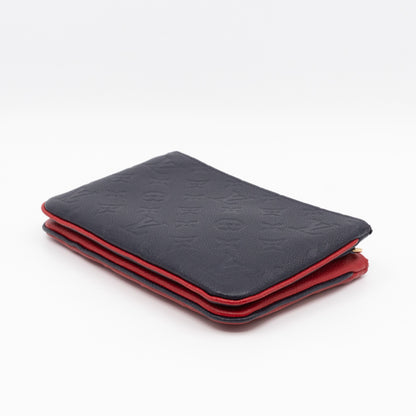 Double Zip Pochette Navy & Red Monogram Empreinte