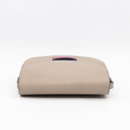 Trotteur Bag Small Grey & Pink Grained Calfskin Leather